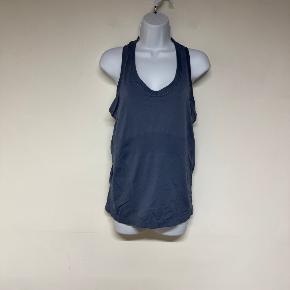 Athleta Womens Blue Seamless Racerback Athletic Tank Top Size M 100% Nylon
